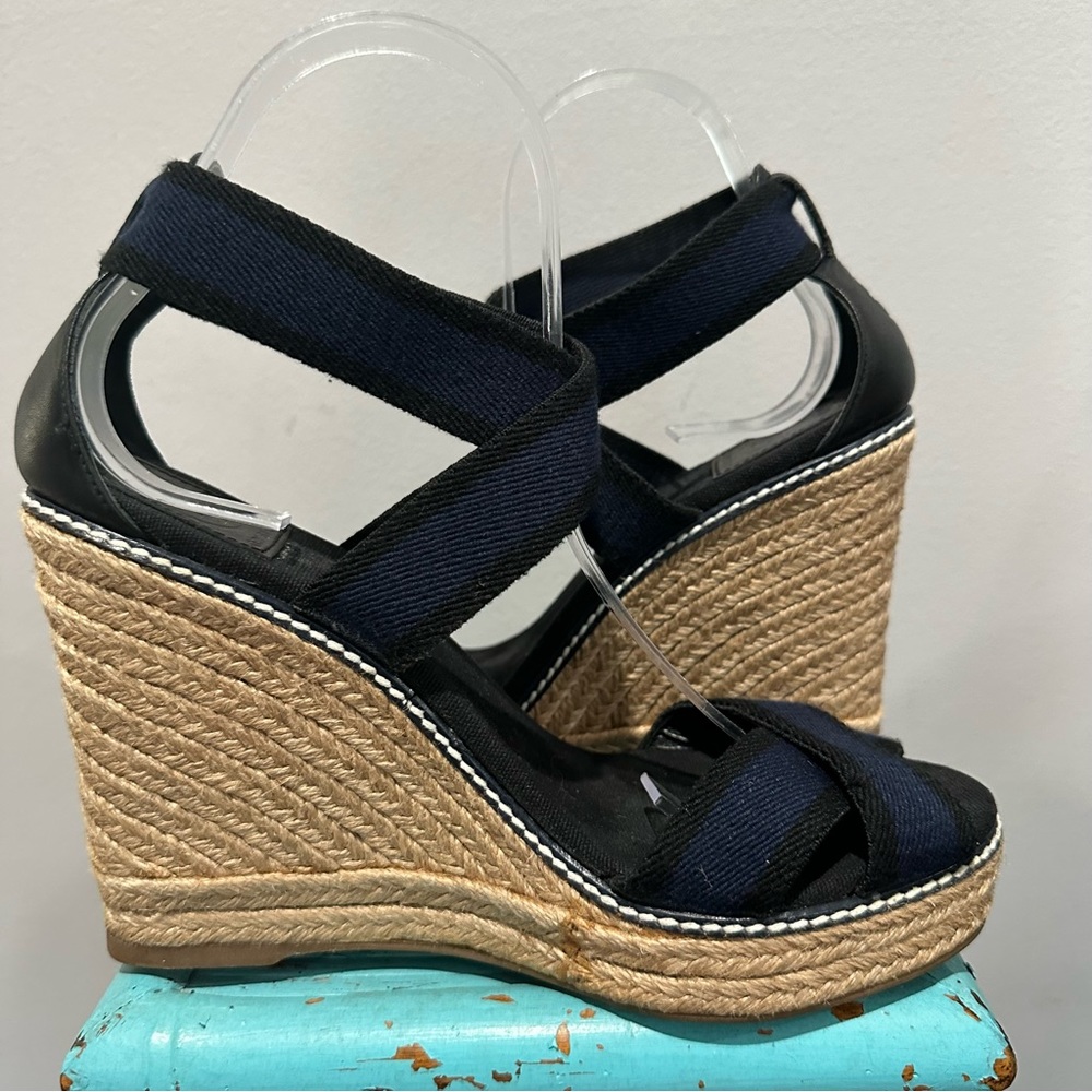 Tory Burch Adonis Espadrille Navy Black Size 9 - Picture 13 of 16